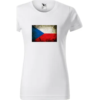 Dámské tričko Dámské tričko - Motiv vlajka ČR Barva: Bílá, Velikost: M