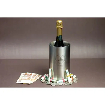 Svatební dekorace Nerezová chladící nádoba na víno s gravírováním