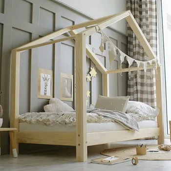 Dětská postýlka Masivní jednolůžková postel Housebed klasik - 90 x 200 cm / přírodní