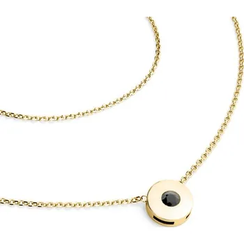 Módní doplněk Dámský náhrdelník žluté zlato 585/1000 přírodní diamant 0.055 ct černý ve žlutém 10911-NH01-ZL-Black délka 42 cm