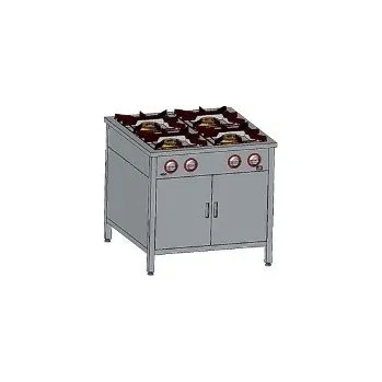 Sporák Plynový gastronomický sporák 4-hořákový, 900x700x850 mm se skřínkou, 1x3,5+2x5+1x7 kW | EGAZ, TG-4724.IV