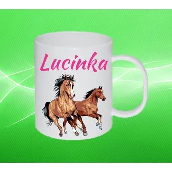 Dětská kuchyňka Plastový hrneček koně s vlastním jménem (dětský plastový hrneček)