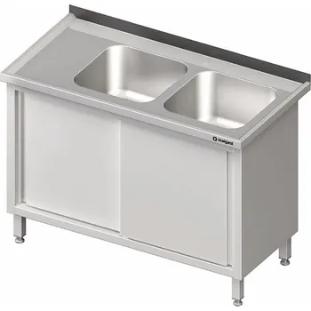 Dětský stůl Stůl s dvoukomorovým dřezem z pravé strany posuvné dveře 1200x600x850 mm | STALGAST, 980907120