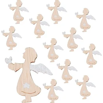 Vánoce Dřevění andělé s lepíkem 4 cm, 24 ks 5418