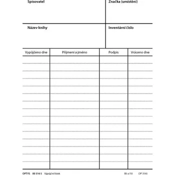 Knihovna Výpůjční lístek, karta A6