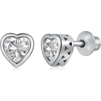 Náušnice Stříbrné srdcové náušnice se zirkony - Meucci SYE065