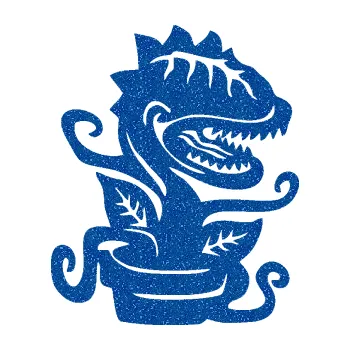 Samolepicí dekorace na vozidlo Masožravá kytka 001 pravá (88 - Ultra Metalic modrá) SAMOLEPKA NA AUTO, NÁLEPKA, FÓLIE, POLEP, TUNING, VLASTNÍ TEXT, TISK, AUTOSAMOLEPKY.cz, POLEPY, OBRÁZEK, LOGO, 3D STICKERS