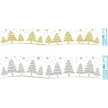 ARCH Okenní folie vánoční pruh 50x12cm stromy stříbrné + zlaté