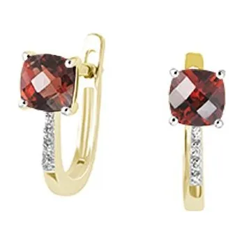 Náušnice Dámské náušnice žluté zlato 585/1000 přírodní diamant 1.00 ct granát GKW48527GR