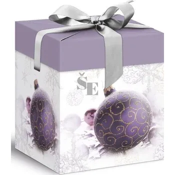 Dárková krabička Dárková krabička vánoční 12x12x15cm fialová ozdoba 5370607