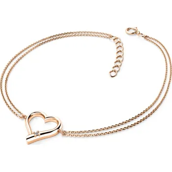 Náramek Dámský náramek přírodní diamant 0.012 ct G/SI srdce a briliantem 10917-NR02-CV délka 20 cm