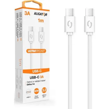 Datový kabel ALIGÁTOR Datový kabel ALIGATOR POWER 60W, USB-C/USB-C 3A, 1m bílý