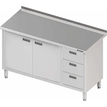 Dětský stůl Přístěnný stůl, blok tří zásuvek po pravé straně a skříňkou s křídlovými dveřmi 1200x700x850 mm | STALGAST, 980457120