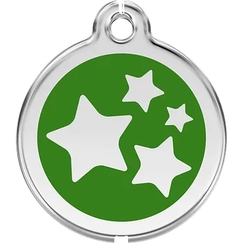psí známka Red Dingo známka – Stars Green – Hvězdičky Green velikost známky L - 37 mm