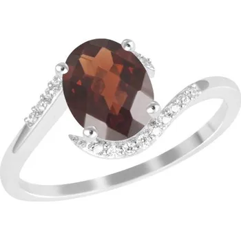 Prsten Dámský prsten bílé zlato 585/1000 přírodní diamant granát GKW52381 velikost 55