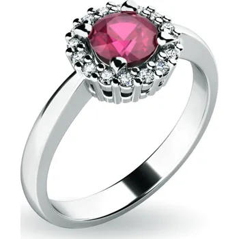 Prsten Dámský prsten bílé zlato 585/1000 přírodní diamant 0.50 ct G/SI rubín a brilianty 10924-B-RUB velikost 52