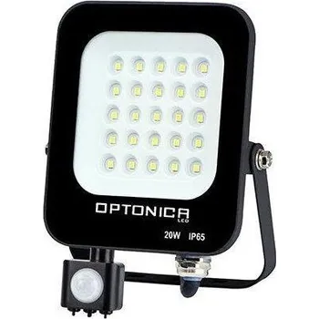 Optonica LED SMD reflektor s PIR čidlem Černá Body IP65 20W Studená bílá