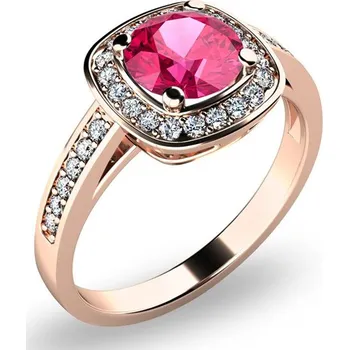 Prsten Dámský prsten růžové zlato 585/1000 přírodní diamant 0.75 ct G/SI turmalínem a brilianty 10766-CV-TUR velikost 64