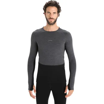 Pánské merino triko dlouhý rukáv ICEBREAKER Mens ZoneKnit 260 LS Crewe, Jet Heather/Black/Metro Heather velikost: M