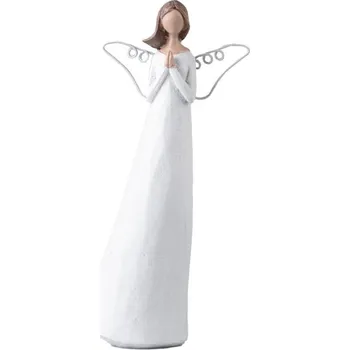 Vánoce Andílek polyresin bílý se stříbrnou 130x250mm