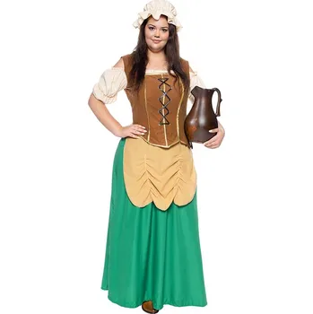 Karnevalový kostým Funiglobal - Plus size kostým středověký hostinský pro ženy - XXL