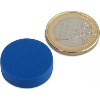 Dekorativní magnet Neodymový magnet kotouč Ø 22 mm, v. 6 mm, modrý, vodotěsný plast, síla 4,1 kg