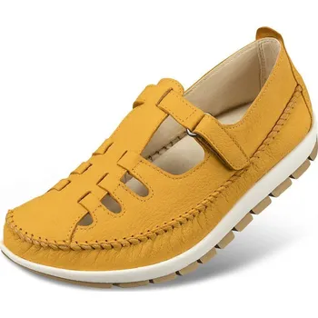 Dámská zdravotní obuv Vzdušné dámské kožené mokasíny na suchý zip, měkké, pohodlné, komfortní, elastické, lehké, žlutá: 39