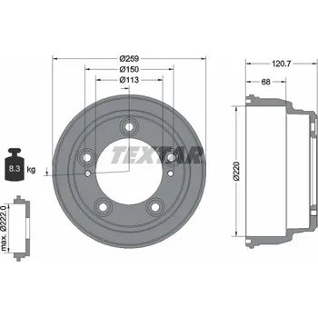 Brzdový buben TEXTAR Brzdový buben 94046600