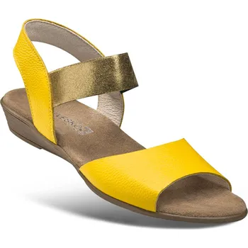 Dámská zdravotní obuv Elegantní pestré kožené dámské páskové sandály, měkké, pohodlné, pružné, moderní, letní obuv, dámská obuv, žlutá: 41