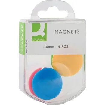 Dekorativní magnet Sada magnetů Q-Connect - průměr 32 mm, mix barev, 4 ks