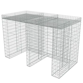 Přístřešek na popelnici Gabionová zástěna pro 2 popelnice 143607 190 x 100 x 130 cm pozinkovaná ocel