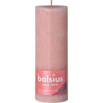 Bolsius Rustic Shine Válec 68x190mm Misty Pink, růžová svíčka