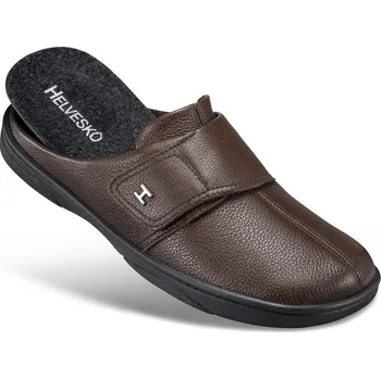 Pánská zdravotní obuv Hřejivé pánské kožené pantofle s podšívkou z valchovaného lodenu, pohodlné, komfortní, měkké, vlna, valchovaný loden, hnědá: 41