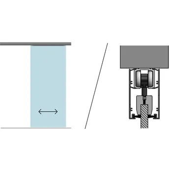 Nábytkové kování JAP POSUV TRENDY DO STROPU VARIANTA 10 PRO SKLENĚNÉ DVEŘE šířka průchodu/ délka kolejnice: 60/ 130 cm