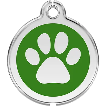 psí známka Red Dingo známka – Paw Print Green – Tlapka zelená velikost známky L - 37 mm