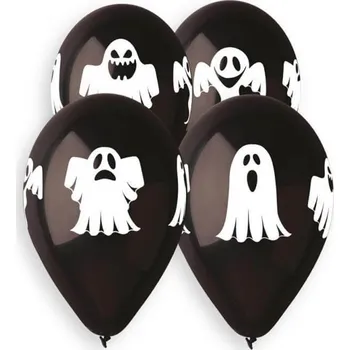 Balónky s potiskem duchů, 30cm, černá, 5ks