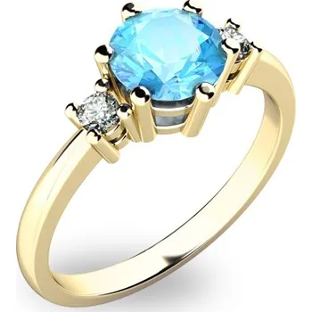 Prsten Dámský prsten žluté zlato 585/1000 přírodní diamant 0.90 ct G/SI topaz 10856Z-TPZ velikost 58