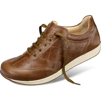 Pánská zdravotní obuv Pánské šněrovací tenisky s ražbou, hladká useň, hnědá: 45