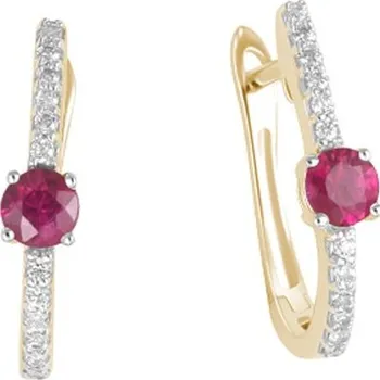 Náušnice Dámské náušnice žluté zlato 585/1000 přírodní diamant 0.30 ct rubíny a brilianty GKW46617-ZL-RUB