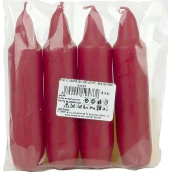 Svíčka Svíčka 4ks 24x100 bordó svíčky