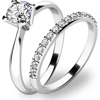 Módní doplněk Zásnubní prsten bílé zlato 585/1000 zirkon set zásnubních 10770-SET01-BB velikost 51
