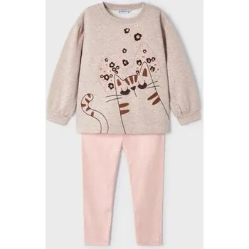 Dívčí mikina dětská mikina s výšivkou kočičky a semišové legíny Mayoral 4789-48 velikost 92