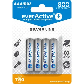 Článková baterie Nabíjecí baterie EverActive Silver Line R03 AAA 4ks
