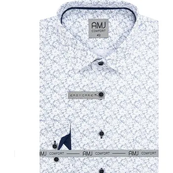 Pánská košile Pánská košile AMJ bavlněná, bílá modře vzorovaná, VDBR1313, dlouhý rukáv, vel. 45