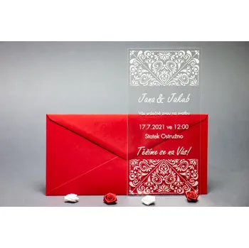 Pozvánka Originální svatební oznámení z plexi - Ornamenty Kolik kusů oznámení potřebujete?: Potřebuji 40 a více ks