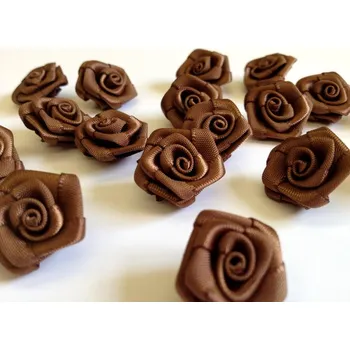 Party dekorace Saténové růžičky hnědé