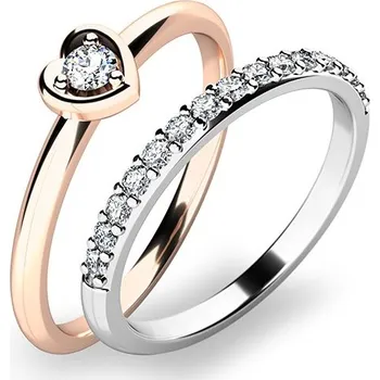 Prsten Zásnubní prsten zlato mix 585/1000 zirkon set zásnubních 10849-SET01-RB velikost 64