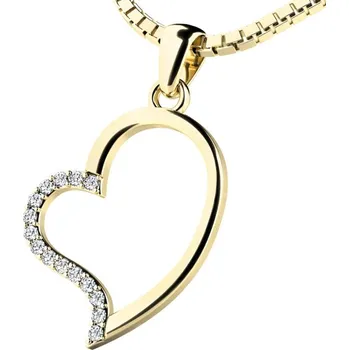 Přívěsek Dámský přívěsek žluté zlato 585/1000 přírodní diamant 0.082 ct G/SI srdce 10948-ZL-DIA bez řetízku