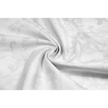 Bavlna režná květy stříbrné na bílé