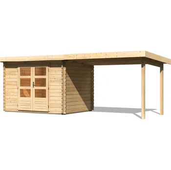 Zahradní domek Dřevěný domek KARIBU BASTRUP 3 + přístavek 300 cm (91532) natur LG3006